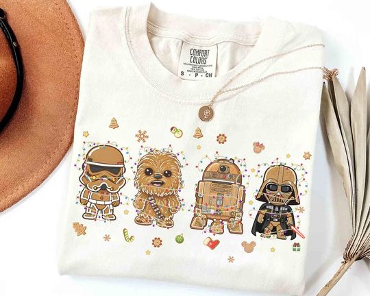 Discover Star Wars Characters Darth Vader Gingerbread Christmas Lights Shirt, Christmas Cookie Shirt,, Disney Hollywood Studios Christmas Trip