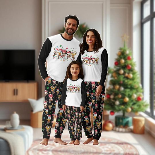 Discover Disney Mickey And Friends Christmas Pajamas, Disney Matching Family Pajamas, Magic Kingdom Pjs Set, Christmas Gift