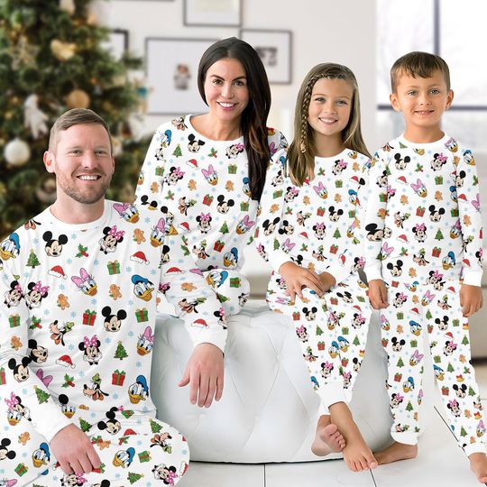 Discover Mickey And Friends Christmas Pajamas, Minnie Pluto Daisy Donald Xmas Pajamas, Magic Kingdom Pajamas Set, Xmas Gift