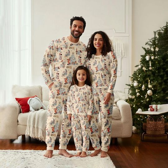 Discover Disney Mickey And Friends Christmas Tree Matching Family Pajamas Set, Mickey Mouse Minnie Donald Daisy Goofy Pluto Pajamas, Xmas Gifts