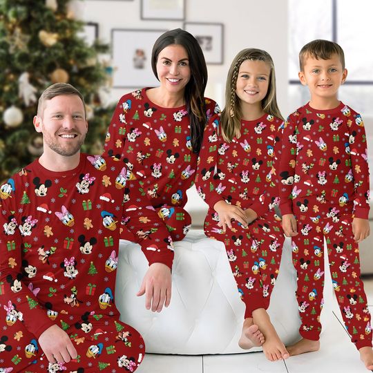 Discover Mickey And Friends Family Pajamas, Mickey Minnie Donald Xmas Pajamas, Disney Trip Matching Pjs, Magic Kingdom Gift