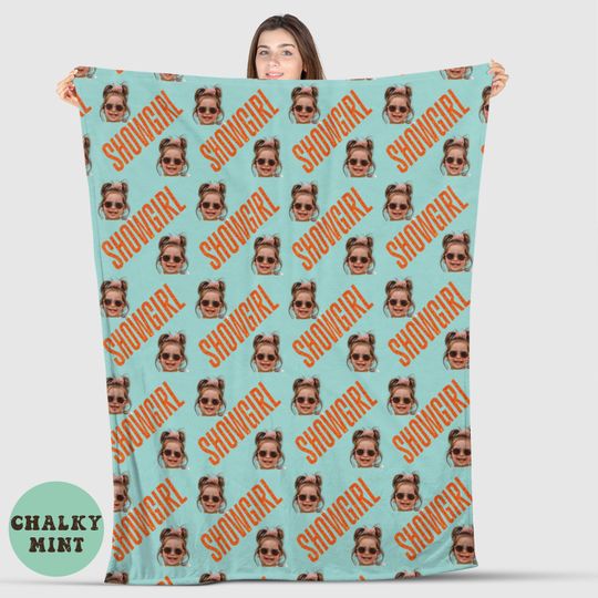 Discover Personalized Showgirl Era Blanket, Custom Name Throw Blanket, Cozy Plush Concert Fan Gift, Pop Music Eras Tour Inspired Bedding.