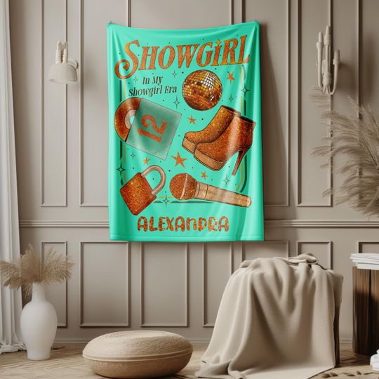 Discover Personalized Showgirl Blanket, Custom Name Throw, Dancer Gift, Burlesque Theater Blanket, Cozy Stage Performer Blanket, Stage Blanket