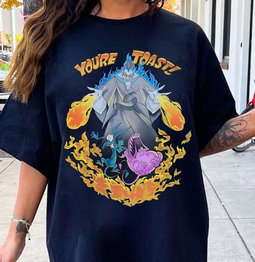 Discover Disney Villains Hades Panic Pain You're Toast Fire T-Shirt, Hercules Pain and Panic Couple Shirt, Disneyland Family Matching shirt, WDW Tee