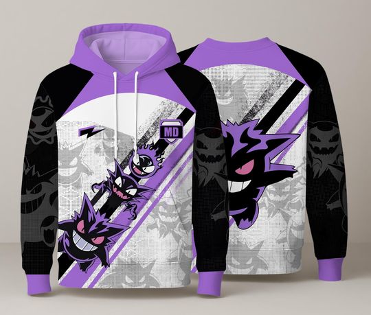 Discover Gengar 3D Print Hoodie: Unisex Kawaii Pullover
