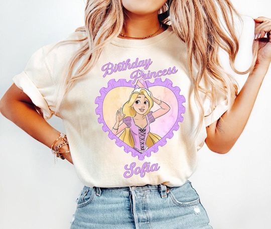 Discover Custom Disney Tangled Princess Rapunzel Coquette Bow Birthday T-Shirt, Disney Princess Rapunzel Shirt, Disneyland Princess Girl Trip Shirt