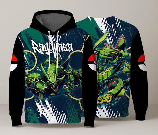 Discover Rayquaza Hoodie, Mega Rayquaza Sweatshirt, Anime Graphic Hoodie, Cute Kawaii Pullover, Unisex Crewneck, Gift for Anime Fans