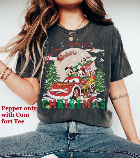 Discover Disney Mickey and Friends Lightning McQueen Christmas Sweatshirt, Disney Xmas Family Gifts, Disney Mickey's Very Merry Christmas Party 2025