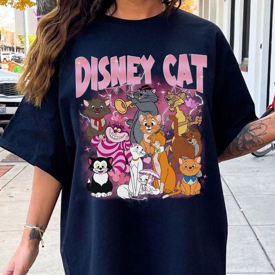 Discover Disney Cats Character Bootleg T-Shirt, Gift for Cat Lover, Magic Kingdom Shirt, Marie The Aristocats Tee, Disney Trip Matching Family Shirt