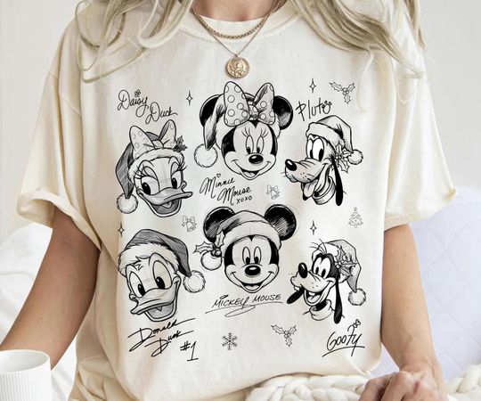 Discover Disney Mickey and Friends Christmas Sketch Sweatshirt, Disney Christmas Family Matching Gift, Mickey's Very Merry Christmas Party 2025 Shirt
