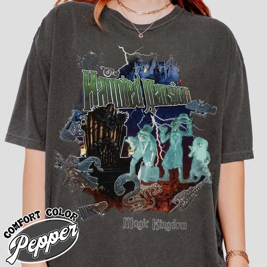 Discover Disney The Haunted Mansion Magic Kingdom Halloween T-Shirt, Madame Leota Hitchhiking Ghosts The Hatbox Ghost, Disney Spooky Season T-Shirt