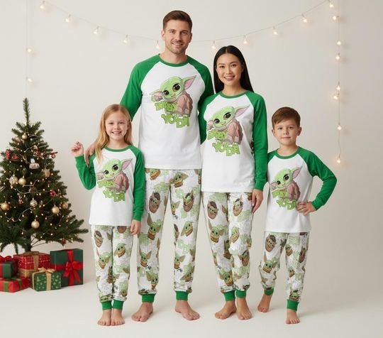 Discover Baby Yoda Long Sleeve Pajamas Set, Star Wars Christmas Pajamas Family, Cute Matching Pajamas, Xmas Holiday Gift