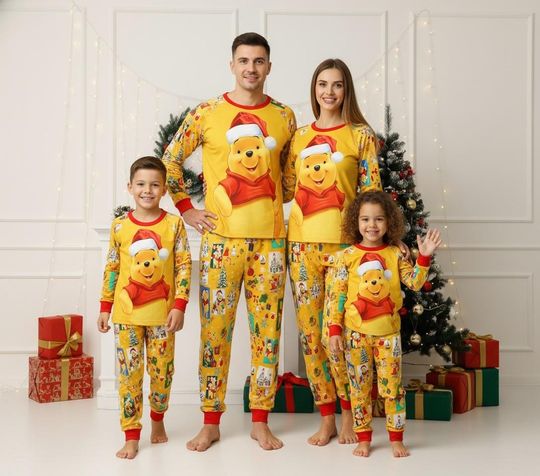 Discover Winnie the Pooh Long Sleeve Pajamas Set, Disney Christmas Pajamas Family, Character Matching Pajamas, Xmas Holiday Gift