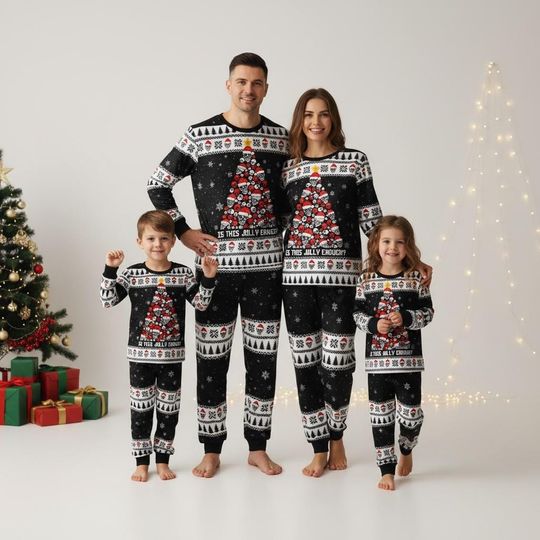 Christmas Tree Long Sleeve Pajamas Set, Festive Christmas Pajamas Family, Holiday Matching Pajamas, Xmas Family Gift