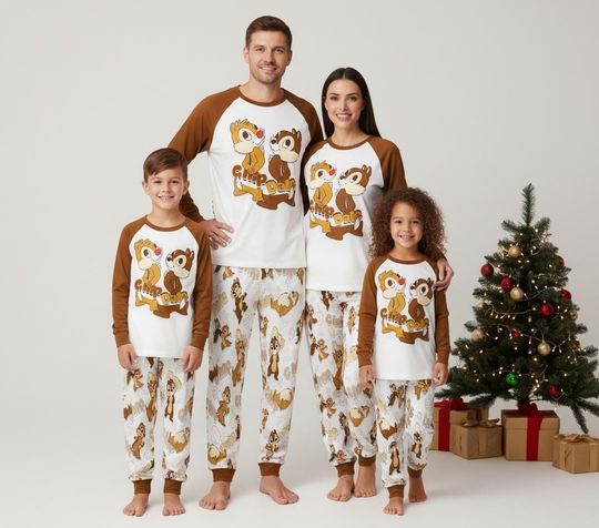 Discover Chip and Dale Long Sleeve Pajamas Set, Disney Christmas Pajamas Family, Holiday Matching Pajamas, Fun Cozy Xmas Gift