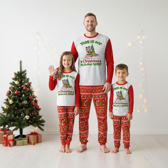 Discover Mickey Mouse Long Sleeve Pajamas Set, Disney Christmas Pajamas Family, Fun Matching Pajamas, Holiday Gift