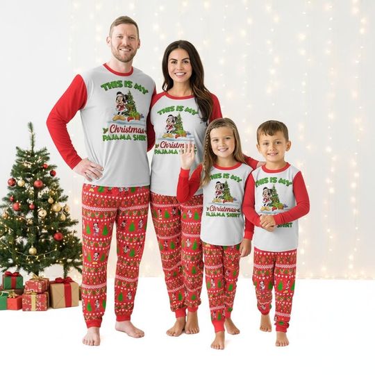 Discover Mickey Mouse Long Sleeve Pajamas Set, Disney Christmas Pajamas Family, Cartoon Matching Pajamas, Holiday Gift