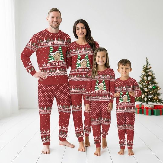 Home Alone Long Sleeve Pajamas Set, Merry Christmas Pajamas Family, Filthy Animal Matching Pajamas, Cute Xmas Holiday Gift