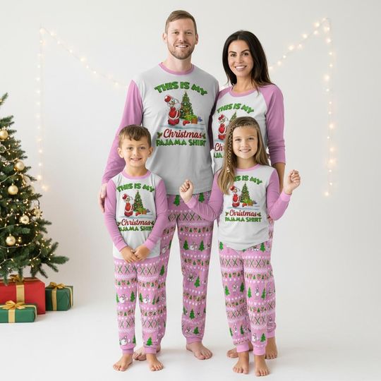 Discover Santa Long Sleeve Pajamas Set, Xmas Tree Christmas Pajamas Family, Festive Matching Pajamas, Holiday Gift