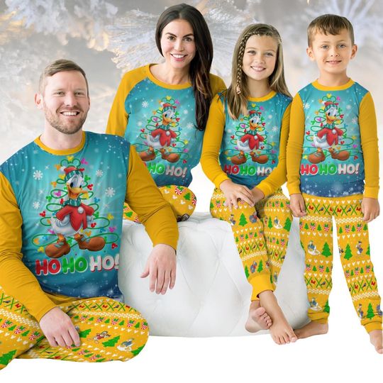 Discover Disney Long Sleeve Pajamas Set, Donald Duck Christmas Pajamas Family, Ho Ho Ho Matching Pajamas, Xmas Holiday Gift