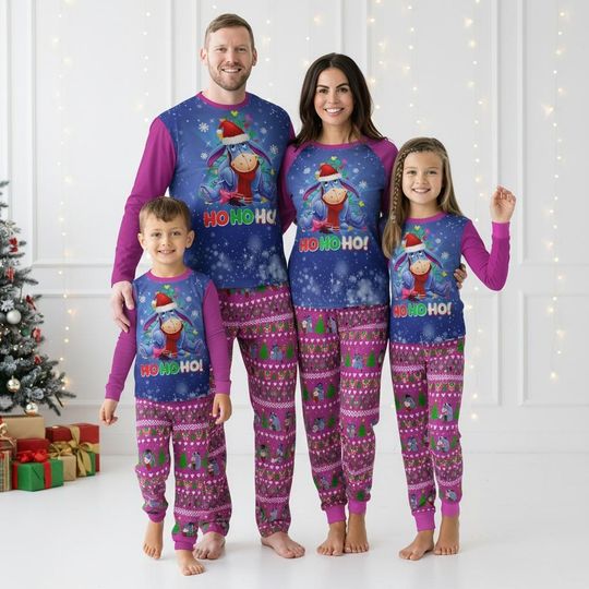 Discover Eeyore Long Sleeve Pajamas Set, Disney Christmas Pajamas Family, Ho Ho Ho Matching Pajamas, Holiday Gift for All