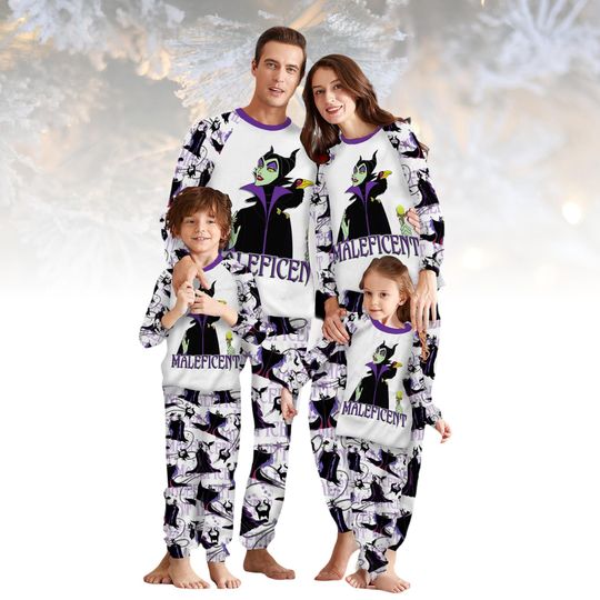 Discover Disney Maleficent Long Sleeve Pajamas Set, Villain Christmas Pajamas Family, Matching Pajamas, Xmas Holiday Gift