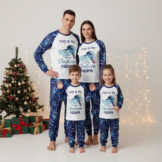 Discover Disney Stitch Long Sleeve Pajamas Set, Christmas Pajamas Family, Matching Xmas Gift