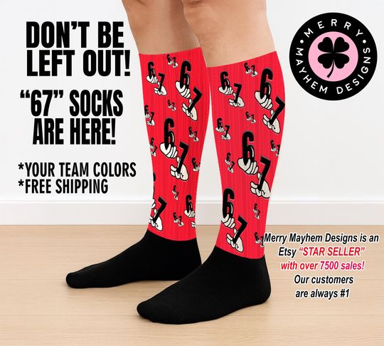 Discover 6 7 Socks  Trendy Six Seven Meme Socks, Funny Crew  Socks, Fun Knee High Socks, Viral Tik Tok trend, Cool Gift for Teens & Gen Z
