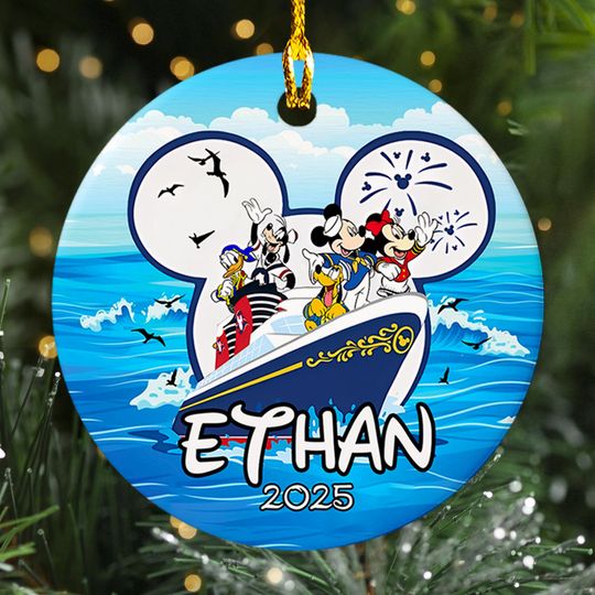 Discover Personalized Disney Cruise Christmas Ornament, Mickey Family Cruise Trip Custom 2025 Ship Christmas Tree Decor, Cruising Party Gift For Kid