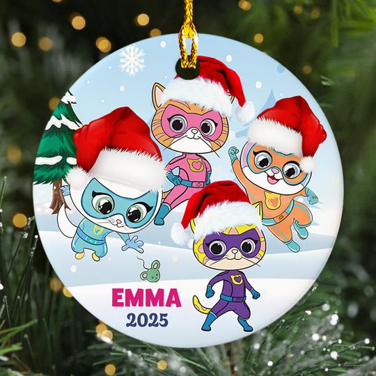 Discover Custom Name SuperKitties Christmas 2025 Ornament, Personalized Kids Gift Ornament, SuperKitties Ornament, SuperKitties Xmas Decor