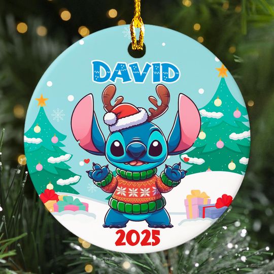 Discover Personalized Stitch Experimental Creature Christmas Ornament, Disney Xmas Ornament Gift, Lilo And Stitch Xmas Ornament