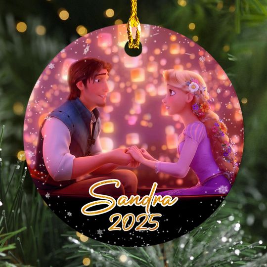 Personalized Tangled Christmas Ornament, Rapunzel Princess 2025 Christmas Tree Decor