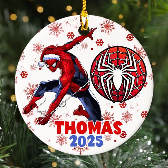 Personalized Super Spiderman Christmas Ornament, Spider Hero Christmas Tree Decor