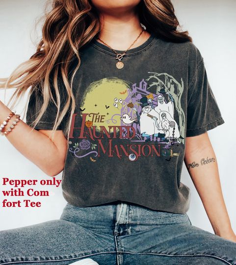 Discover Disney Haunted Mansion Hitchhiking Ghost T-Shirt, Welcome Foolish Mortals Disney Halloween Shirt, Disney Spooky Season Halloween Party Shirt