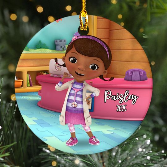 Discover Personalized Ornament Young Girl And The Broken Toys, Girl Doctor Character Ornament, Customized 2025 Christmas Tree Decor Gift For Kid