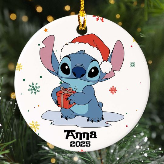 Discover Personalized Stitch Christmas Ornament, Custom Stitch Blue Dog Christmas Keepsake Ornament, Stitch Family Xmas Tree Decor Gift For Kid