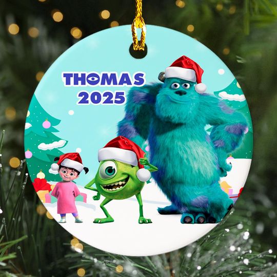 Discover Personalized Disney Ornament Sully Monster And Friend, Monsters Inc Xmas Ornament Fan Gift, Customized Christmas Tree Decor Gift For Kid