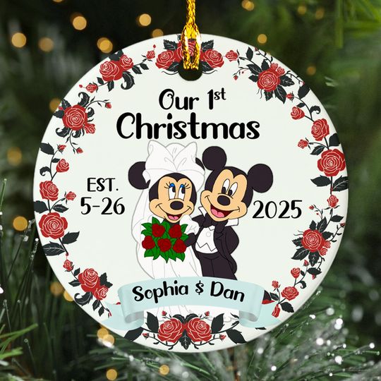 Discover Personalized Mickey Minnie Christmas Ornament, Our First Christmas Customize 2025 Christmas Tree Decor, Wedding Anniversary Xmas Family Gift