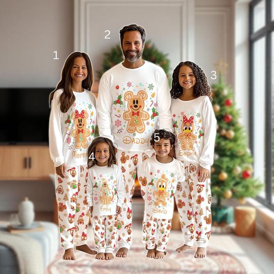 Discover Ginger Cookies Christmas Family Pajamas, Disney Gingerbread Matching Pajamas, Minnie Donald Pluto Matching Shirt, Xmas Gift