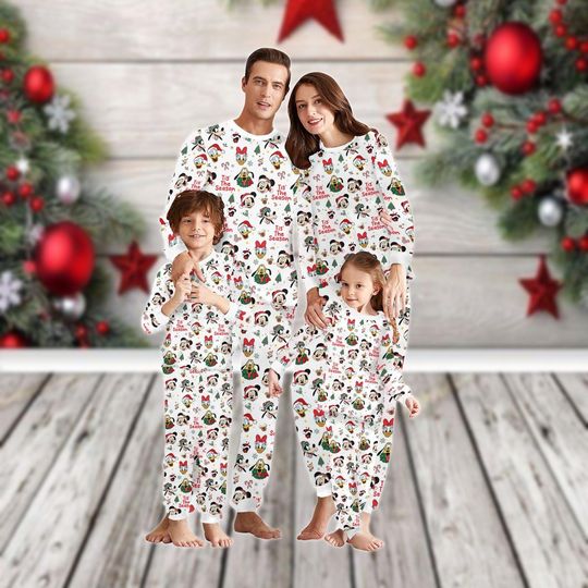 Discover Mickey & Friends Christmas Family Pajamas Set, Disneyland Merry Xmas Pajamas, Mickey Minnie Holiday Pjs, Magic Kingdom Xmas Loungewear