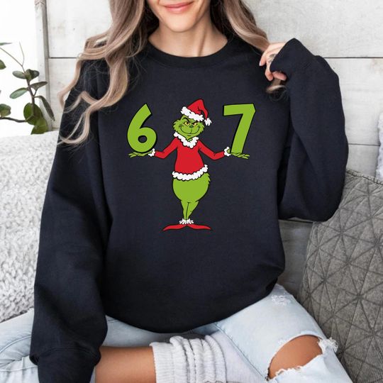funny character Christmas Sweatshirt: Viral 6 7 Meme T Shirt, 67 Xmas Tee, Holiday Trend Gift