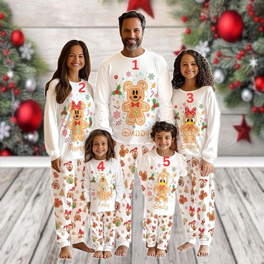 Discover Custom Gingerbread Christmas Family Pajamas Set, Cookies Xmas Pajamas, Mickey Christmas Holiday Pajamas, Xmas Party Loungewear Gifts