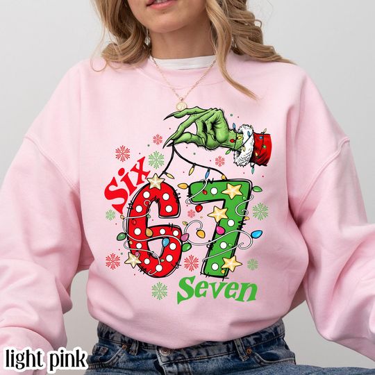 Discover Funny Six Seven Christmas Sweatshirt , Mean Guy 6 7 Christmas Sweatshirt, Viral 6 7 Meme , Internet Joke Shirt, Trending Tee