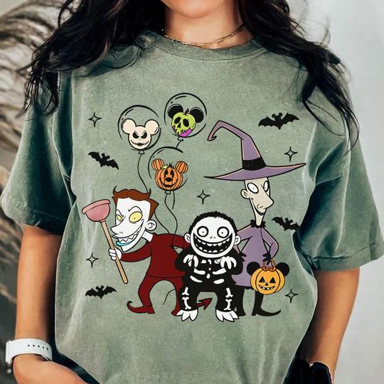 Discover Disney Lock Shock Barrel Halloween Balloons T-Shirt, Disney Nightmare Before Christmas Spooky Season Shirt, Disney California Adventure Trip