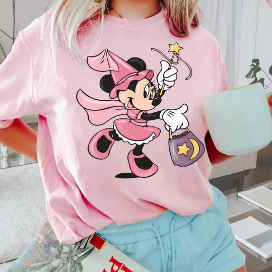Discover Disney Minnie Mouse Witch Trick Or Treat Halloween Watercolor Shirt, Mickey's Not So Scary Halloween Party 2025, Magic Kingdom, Spooky Vibes