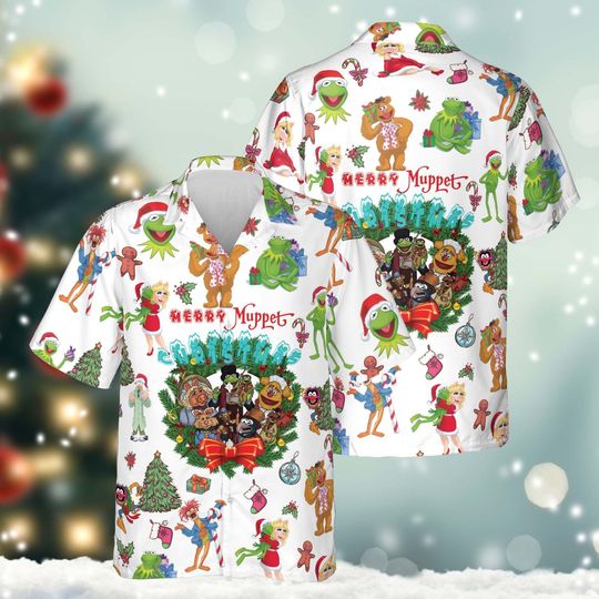 Discover Disney Muppets Christmas Hawaii Shirt, Holiday Hawaiian Button-Up, Magic Kingdom Family Shirt