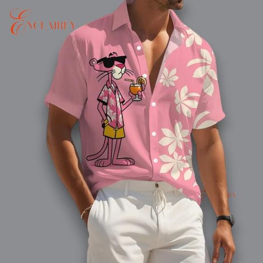 Discover Men's Hawaiian Aloha Shirt with Short Sleeves, Panther Print, Beach Vacation Style