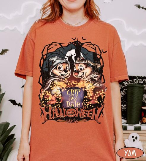 Discover Disney Chip N Dale Halloween Party 2025 Retro T-Shirt, Mickey's Not So Scary Halloween Party 2025 Gifts, Disney Spooky Season Shirt, WDW Tee
