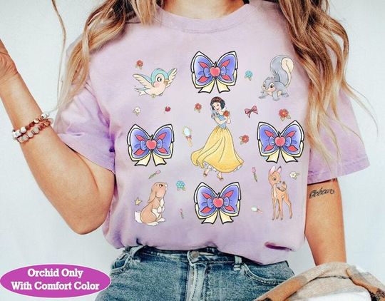 Discover Disney Snow White and The Seven Dwarfs Movie 2025 Coquette Bows T-Shirt, Disney Princess Snow White Shirt, Disneyland Princess Girl Trip Tee