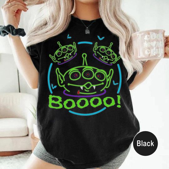 Discover Disney Toy Story Aliens Vampire Boo Halloween Neon T-Shirt, Disneyland Halloween Family Matching Shirt, Halloween Toy Story Land Trip Shirt